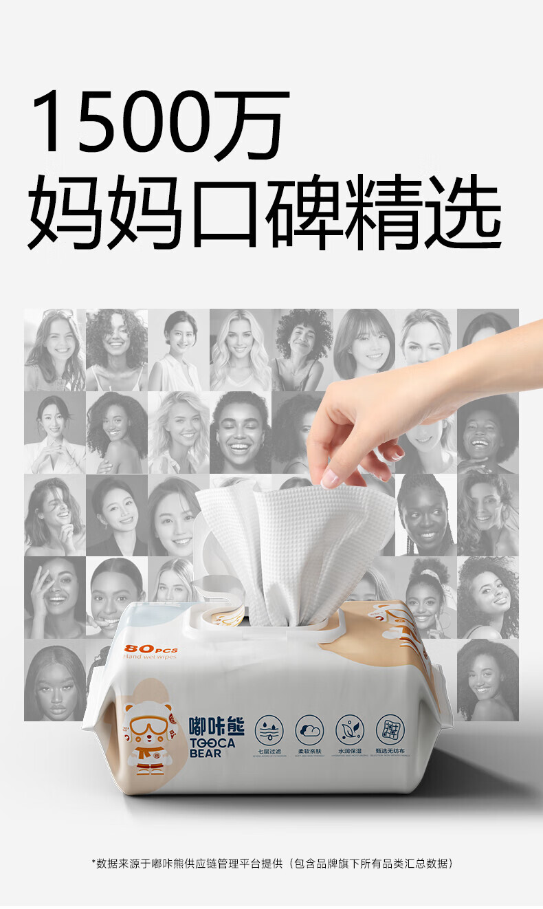 嘟咔熊 婴儿纯水 手口屁专用湿巾 无酒精 80抽/包 10包/箱 马卡龙系列 （单位：箱） 详情图 18