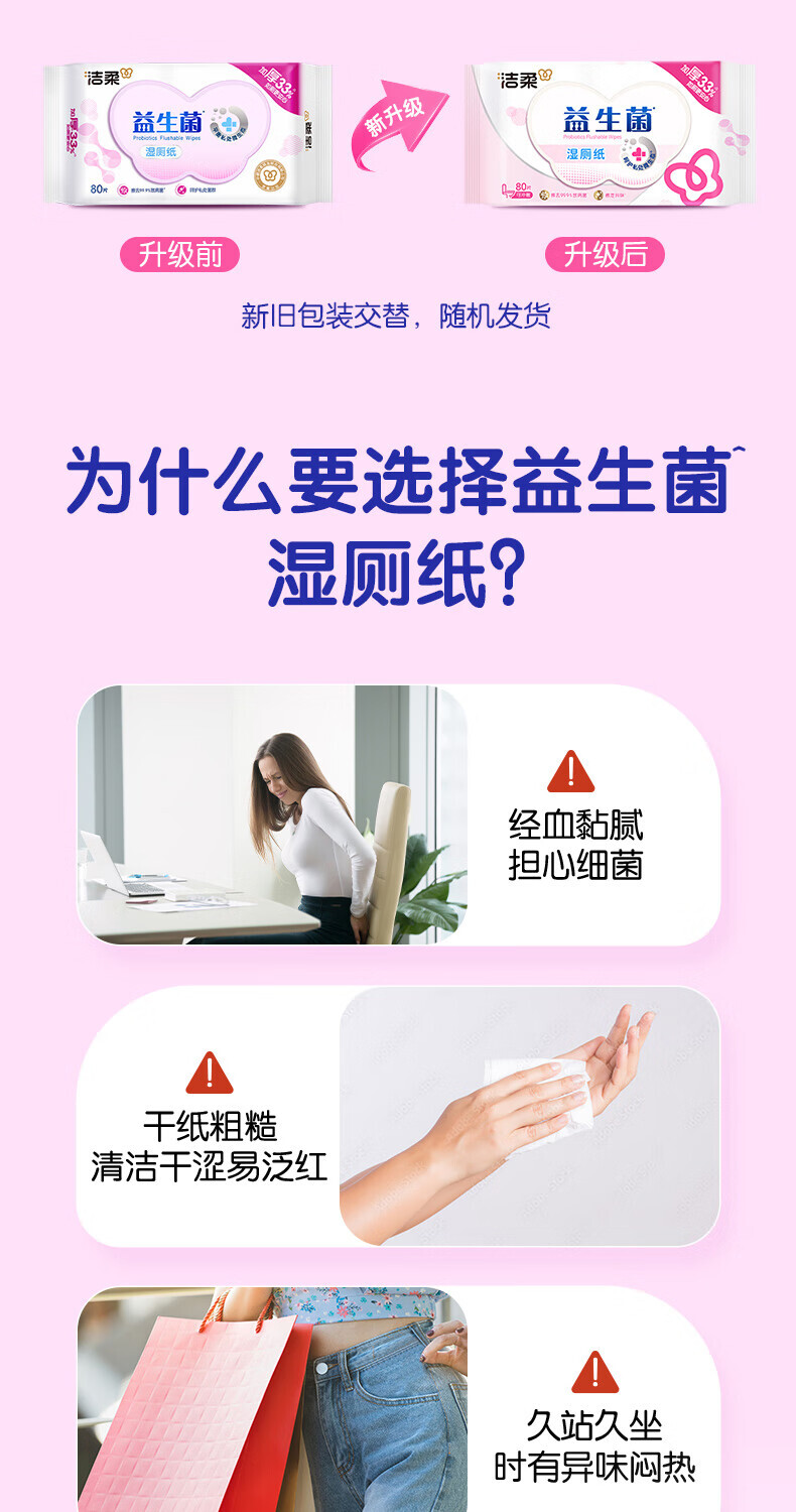 洁柔 JS285-04E 益生菌湿厕纸80片*4包/箱 8包/套 SH (单位：套) 详情图 2