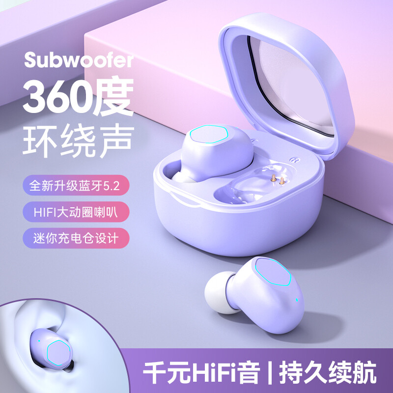 唯晟WSM21蓝牙版本：5.2 待机时间：60小时 充电时间：1-2H迷你多彩无线耳机（黑色）/个 详情图 2