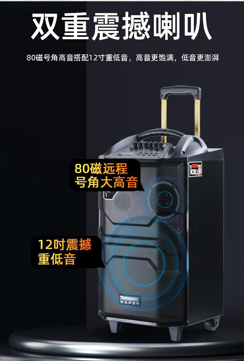 TEMEISHENG特美声QX-1229专业广场舞音响 会议音响 拉杆音箱 户外音响 标配无线麦克风扩音器 精致露营 详情图 6