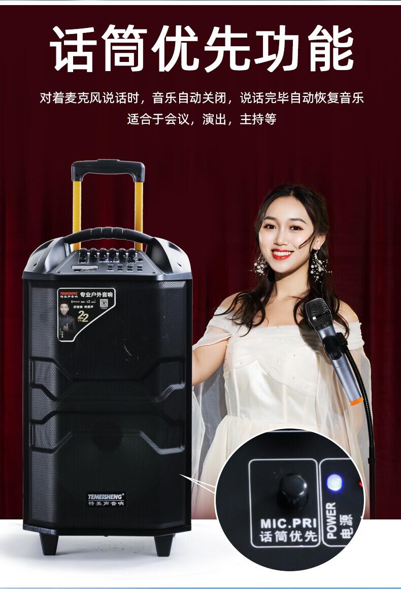 TEMEISHENG特美声QX-1229专业广场舞音响 会议音响 拉杆音箱 户外音响 标配无线麦克风扩音器 精致露营 详情图 7